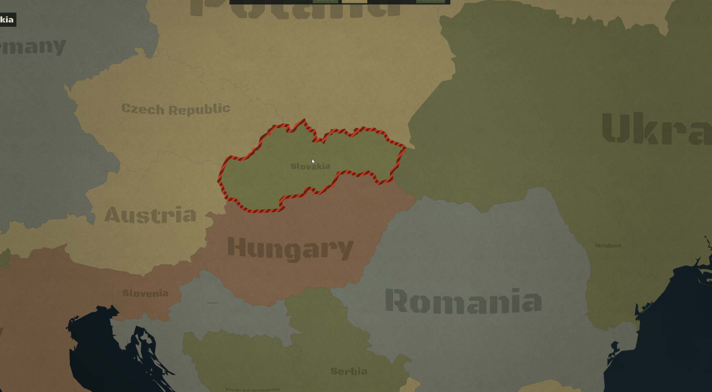 World Map — hranica vybranej krajiny